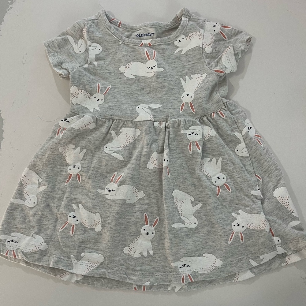 Old Navy Gray Bunny 100% Cotton Dress
